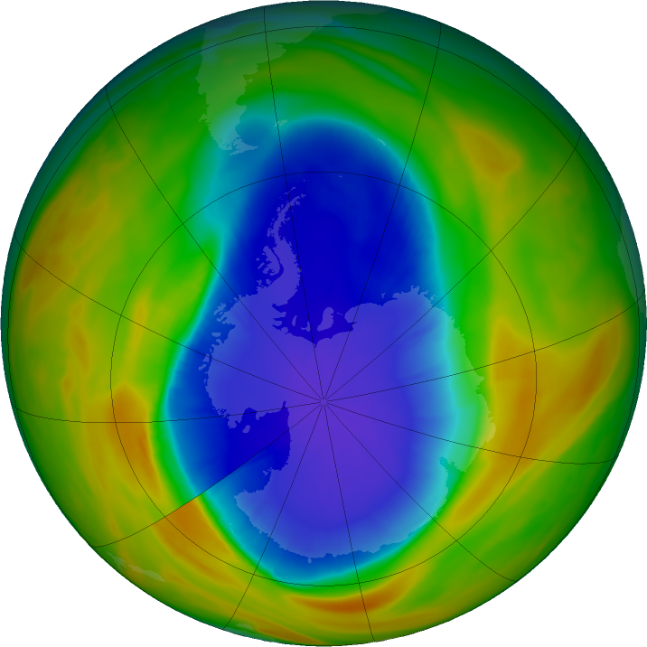 Antarctic ozone map for 27 September 2017